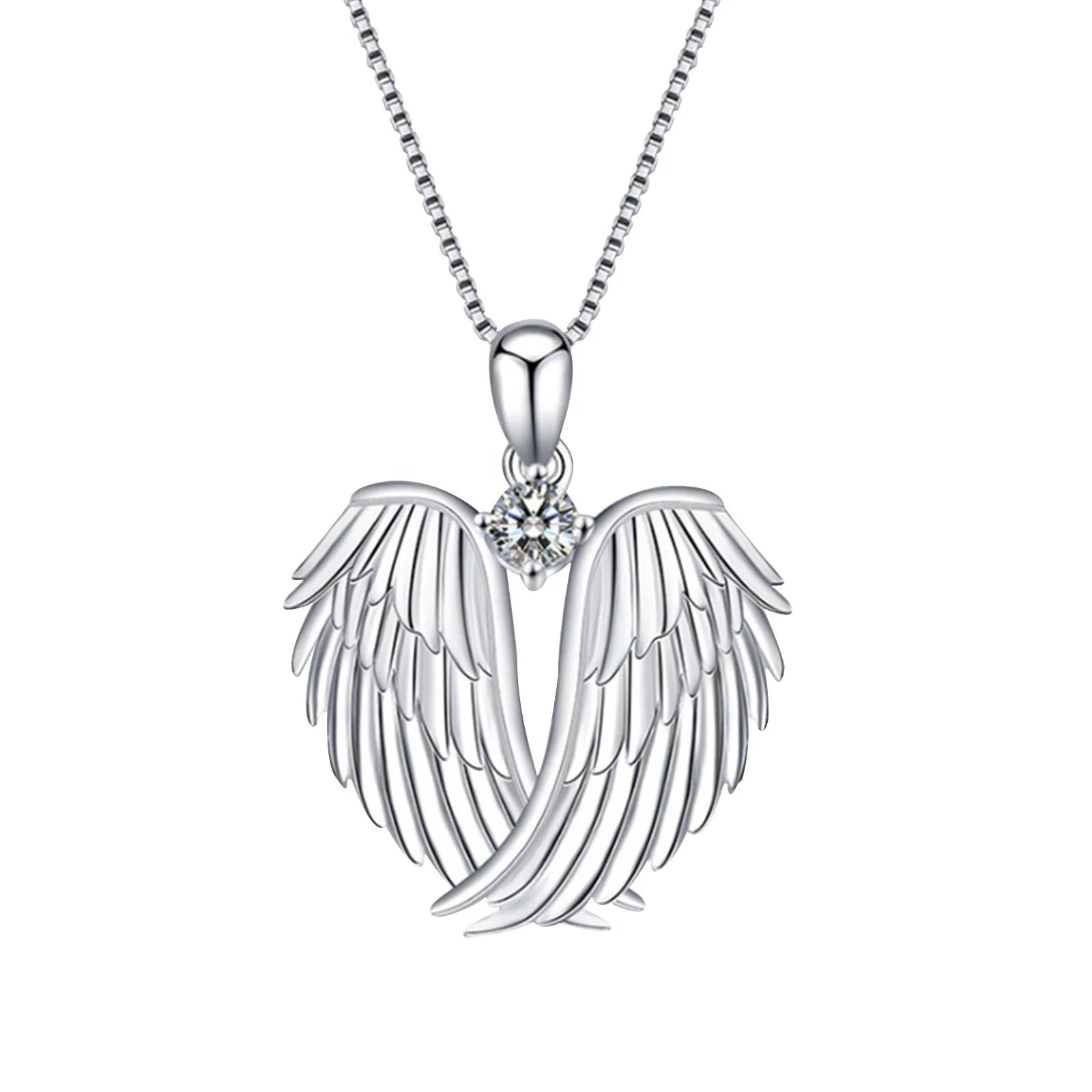 Angel Wings Necklace, 925 Sterling Silver Guardian Angel Wings Pendant Necklace Birthstone Necklace for Women Christmas Jewelry Gifts
