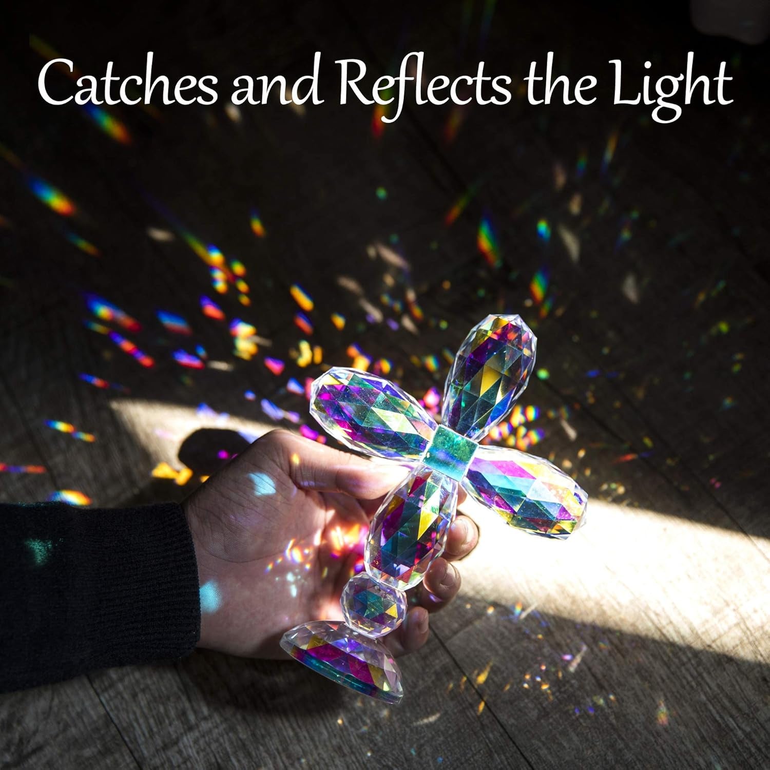 7" Crystal Cross Standing, Decorative Glass Crosses for Table Shelf Tabletop & Home Decor