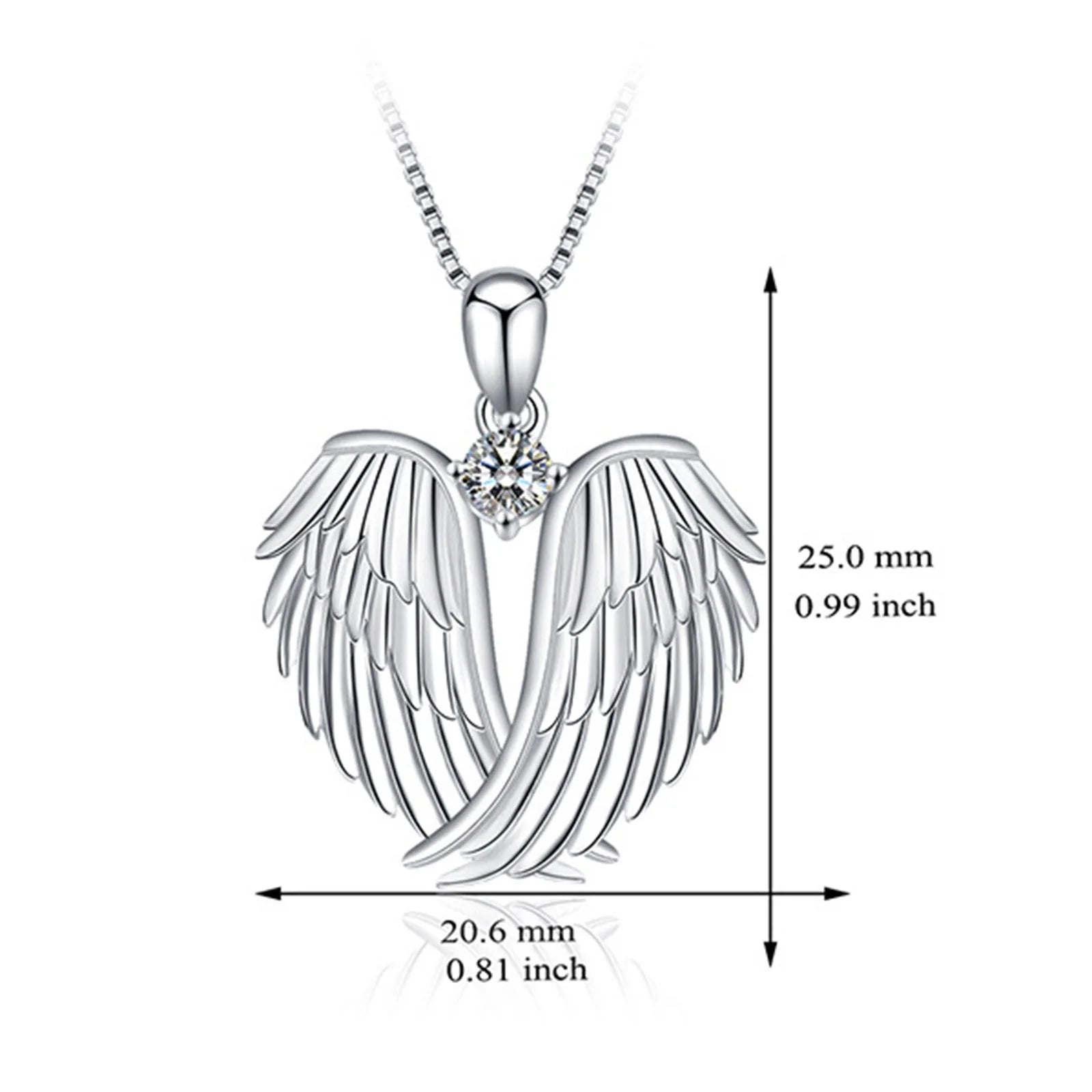 Angel Wings Necklace, 925 Sterling Silver Guardian Angel Wings Pendant Necklace Birthstone Necklace for Women Christmas Jewelry Gifts