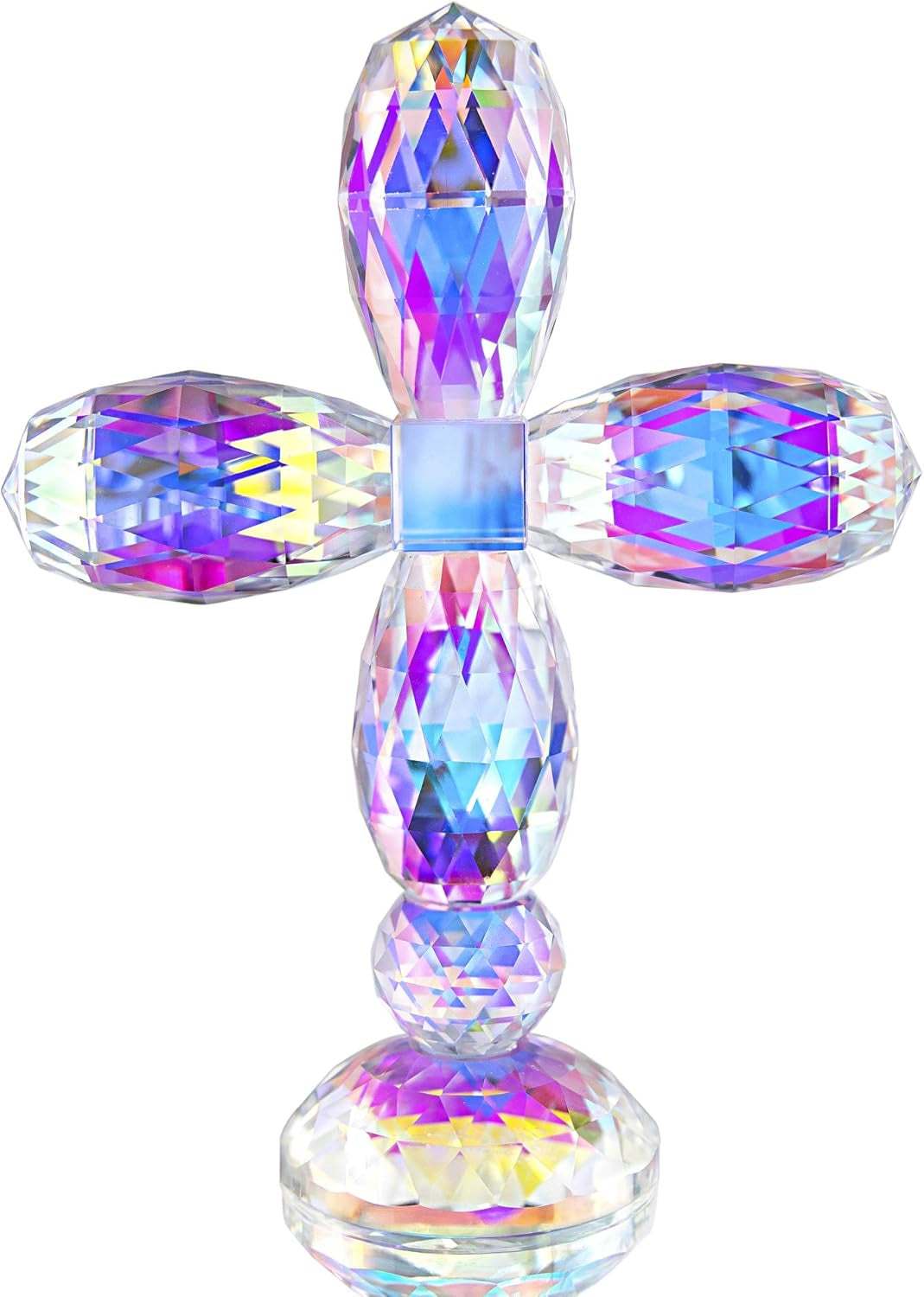 7" Crystal Cross Standing, Decorative Glass Crosses for Table Shelf Tabletop & Home Decor