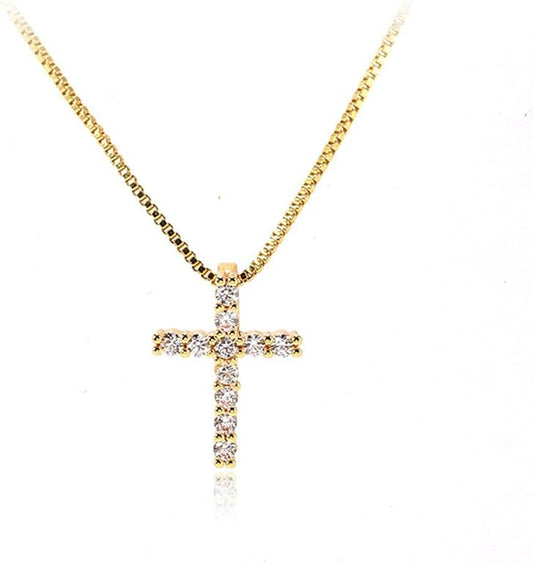 Small Cross Necklaces for Women Simulated Diamond Cross Pendant Dainty Necklace Cubic Zirconia Cross Necklace Silver